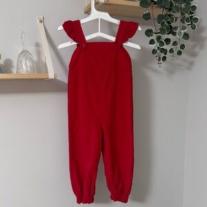 EUC TBBC Violet's Vintage Overall Red Corduroy 2T